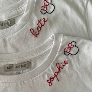 Hand Embroidered Collar Design Minnie and Mickey Mouse Custom Name TShirts