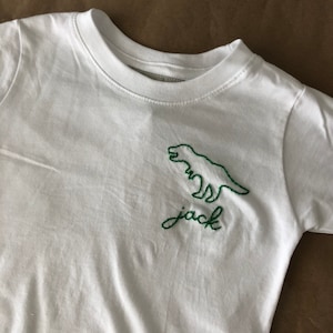 Dino T Rex Hand Embroidered Custom Name Tshirt image 2