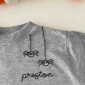 Spiders personalized Halloween shirt - hand embroidered