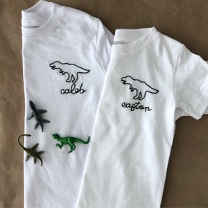 Dino - T Rex -Hand Embroidered Custom Name Tshirt