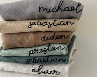 Earthy Tones - My Name Is - Hand Embroidered T-shirt for Children