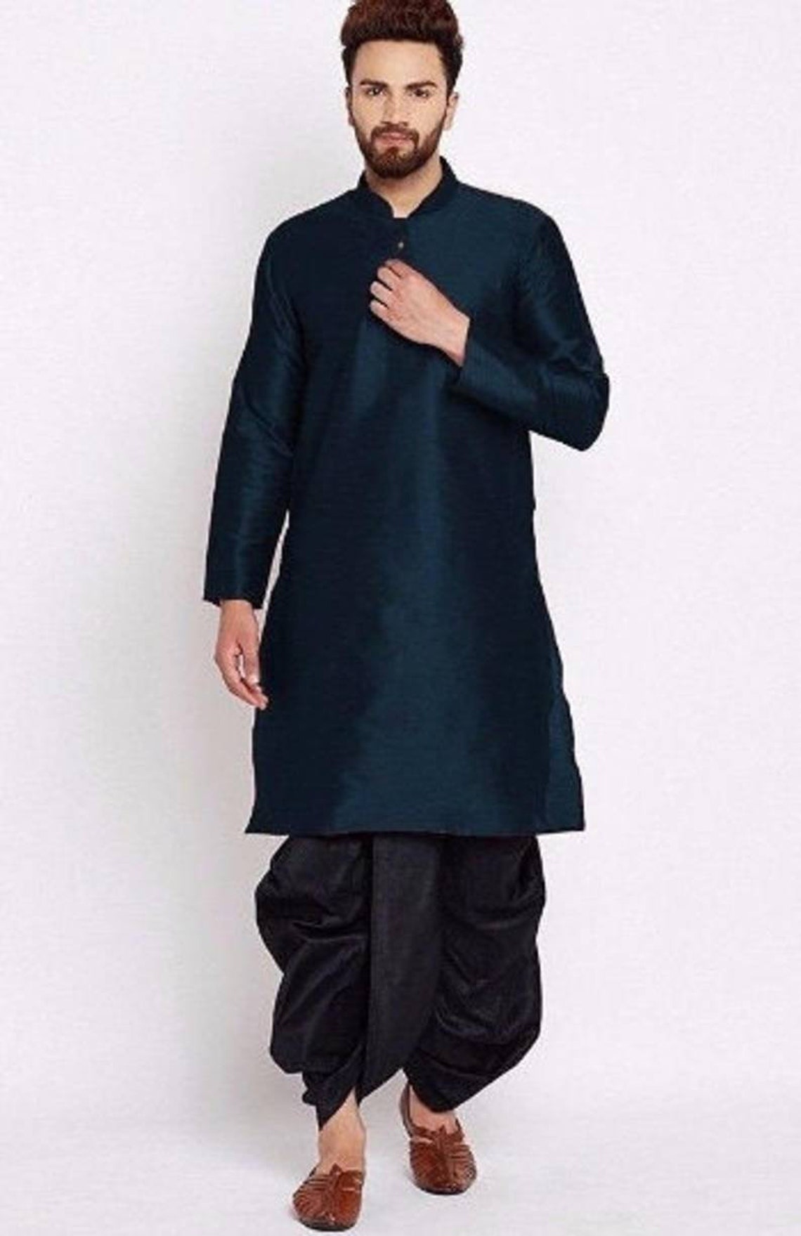 Indian Men's Silk Dhoti Kurta Set Bollywood Traditional Etsy