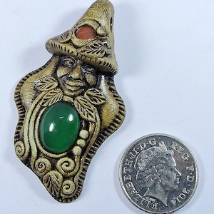 Onyx & Polymer Clay Pendant: Semi Precious Gemstone, 2.5&quot;-3.0&quot;