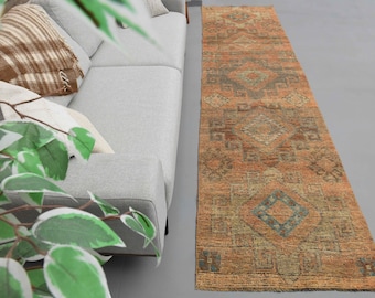 3 x 11 Ft Antiker Läufer, Handgemachter Teppichläufer, Türkischer Vintage Oushak Läufer, Teppich Läufer, 3x30 Teppich Läufer