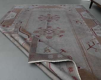 5.3x8.4フィート、ペルシャ風ヴィンテージトルコ製エリアラグ