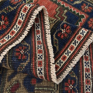5&#39;9x11&#39;3 ft, HIGH-QUALITY TURKISH Rug, Vintage Rug, Living Room Rug, Dining Room Rug, One of a Kind, Red Blue Color, Minimalist, Handmade