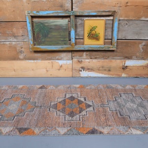 3x12 Ft VİNTAGE RUG RUNNER, Oushak Runner, Wool Rug, Turkish Runner Rug, Hallway Rug, Entryway Rug, Kitchen Rug, Handwoven Rug