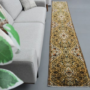 1&#39;9 x 12&#39;4 Ft Turkish Runner Rug, Vintage Runner Rug, Antique Runner, Anatolian Rug, 2x12 Rug, Oushak Runner, Kitchen Rug, Entryway Rug 2x12