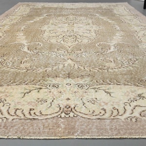 5&#39;5 x 9&#39;3 Ft Vintage Area Rug Living Room, Turkish Area Rug, Bohemian Rug, Farmhouse Decor, Area Rug, 5x9 Rug, Oushak Area Rug, Beige Rug