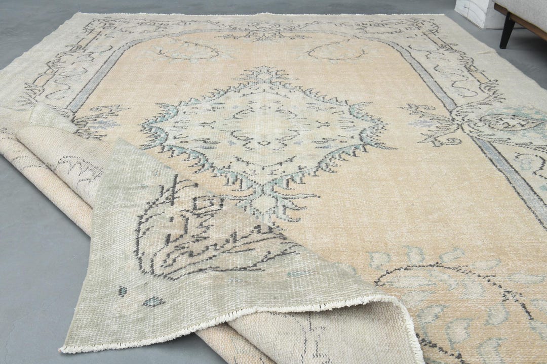 7.4 x 10.5フィート、ユニークなヴィンテージラグ、ハンドメイドラグ