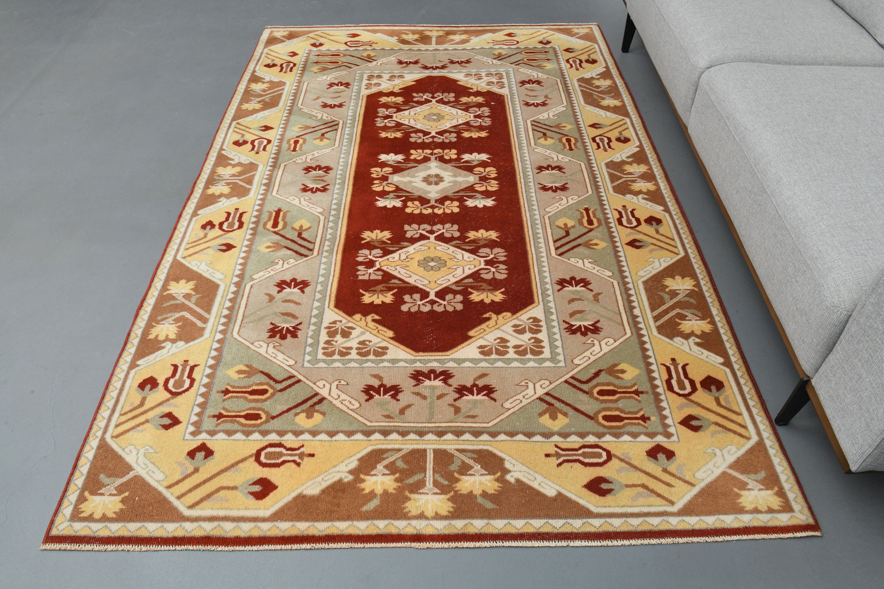 78.5×299 ViNTAGE TURKiSH RUG 5'1x7'6 Ft, ANTIQUE TURKISH RUG, Vintage Rug, Oushak Wool Rug, 5x8