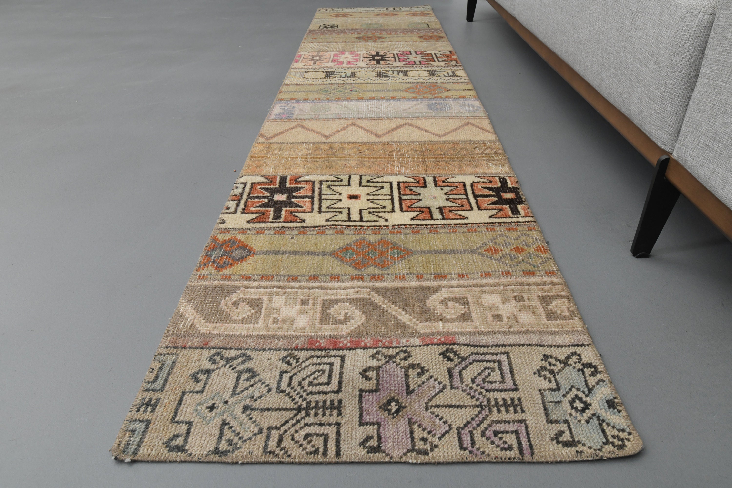 1'9 X 8'2 Ft Vintage Turkish Hallway Rug, Antique Rug, 2x8 Carpet