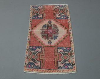 1.5x2.9 ft Turkish Vintage Oushak Antique Rug, Doormat, Anatolian Rug, Carpet, 2x3 Small Rug, Bath mat, Boho Decor, Home Decor, Gift Rug