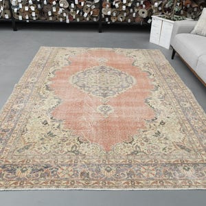 7x9 ft, TURKISH VINTAGE RUG, Antique Rug, Living Room Rug, Turkish Area Rug, 7x9 Rug, Large Rug, Bohemian Rug, Floor Rug, Oushak Rug