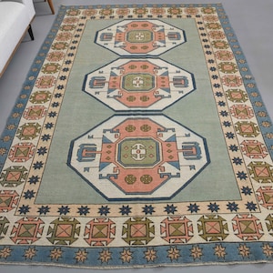 6&#39;5x9&#39;8 ft Turkish Rug, Vintage Rug, Carpet, Handmade Rug, Oushak Rug, Washable Rug, Livingroom Rug, Decor Rug, Star Rug 6x10