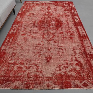 5&#39;2 x 9&#39;5 Ft Vintage Area Red Rug, Turkish Area Rug, Oushak Area Rug, 5x9 Rug, Living Room Rug, Room Decor, Wool Rug, Bohemian Rug