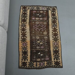 1&#39;9 x 3&#39;1 Ft Hand-knotted Turkish Vintage Oushak Rug, Door mat, Antique 2x3 Carpet, Boho Decor, Kids Room Rug, Laundry Rug, Bath Mat Rug
