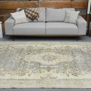 6&#39;7 x 9&#39;8 Ft Turkish Area Rug, Wool Rug, Oushak Rug, Vintage Rug, Living Room Rug, Large Rug, 7x10 Rug, Faded Rug, Bohemian Rug, Home Decor