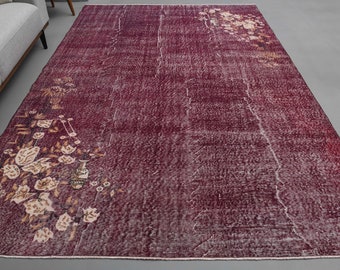 6'7 x 10'1 Ft Vintage Teppich, Wohnzimmerteppich, Oushak Teppich, 200x300, Türkischer Teppich, Bodenteppich, Antiker Teppich