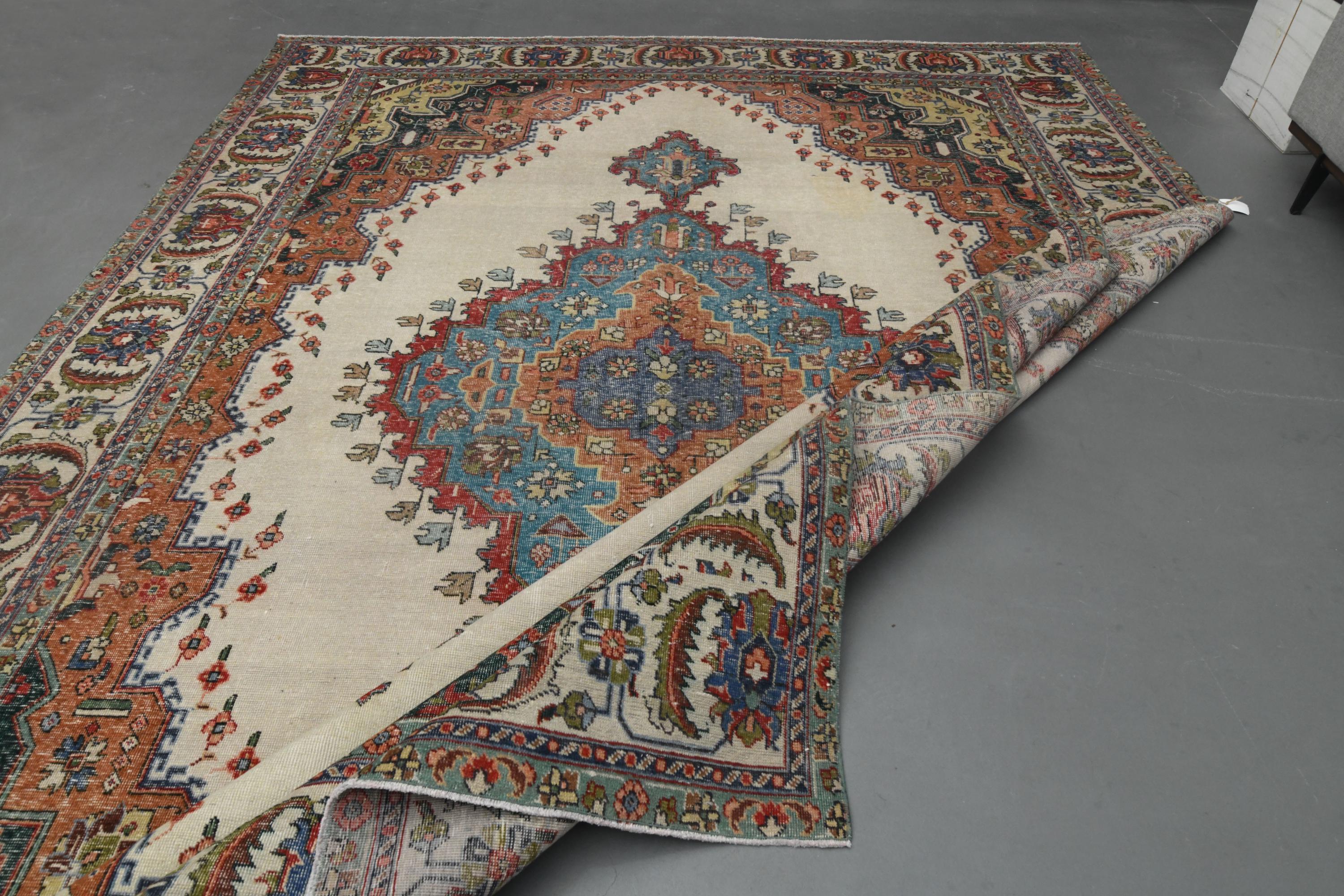 10x14 Ft, White Turkish OUSHAK Area Rug, Vintage Rug, Handwoven Rug ...
