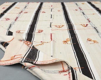 4.3x7.1インチ、トルコ製ラグ、キリムヴィンテージラグ