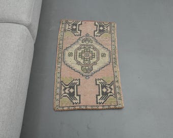 Tapis vintage turc 1,5 x 2,4 pi, paillasson, tapis de bain en laine, tapis neutre, tapis en laine, paillasson, tapis Oushak, tapis d'entrée, décoration bohème, tapis 1 x 2