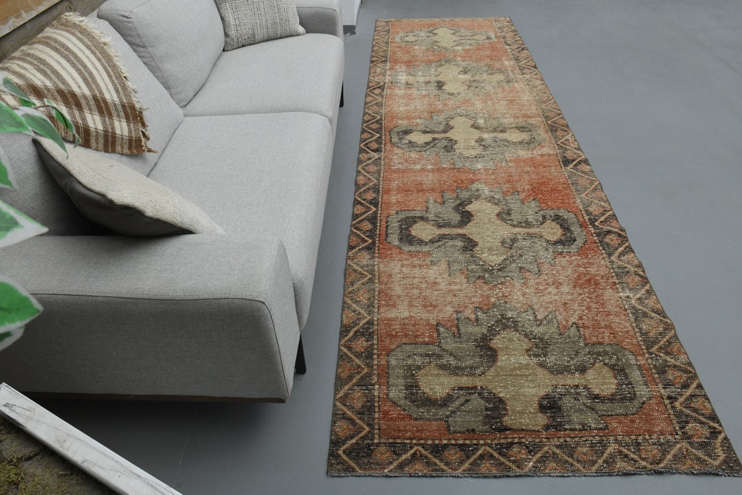 4x12 Ft Turkish Runner Rug, Oushak Runner, Hallway Rug, Handmade Rug ...