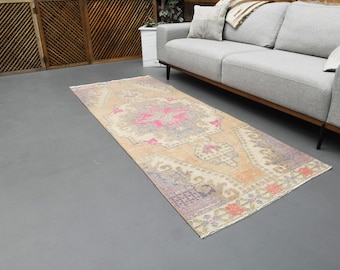 2'9x7'3 ft Turkish Runner Rug, Oushak Runner, Handmade Rug, Wool Rug, Hallway Rug, Kitchen Rug, Entryway 3x7 Rug, Turkish Rug home decor