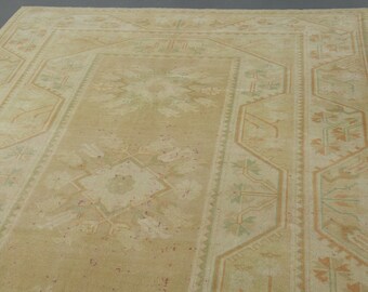1,5 x 2,4 m neutral vintage turkisk matta, unik vardagsrums- och sovrumsmatta 1,5 x 2,4 m ullmatta, stor matta, boho heminredningsmatta