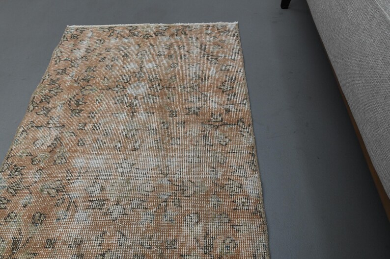 2'2x5'1 Ft, TURKISH SMALL RUG, Orange Brown Wool Rug, Vintage Oushak