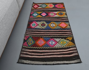 Paillasson turc vintage Oushak de 2 pi 0 x 3 pi 8 pi, tapis de bain en laine fait main, tapis unique en son genre, jeté de lit, tapis d'entrée, décoration d'intérieur, tapis 2 x 4