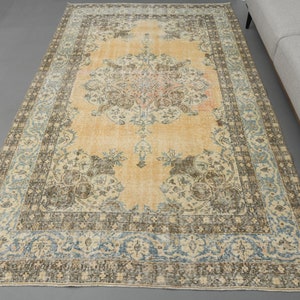 6x10 Ft Vintage Turkish Rug, Rug for Living Room, Area Rug, Handmade Rug, Orange Rug, Farmhouse Decor, Oriental Carpet, Home Decor, Wool Rug