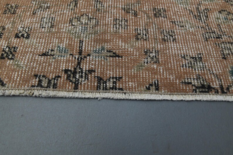 2'2x5'1 Ft, TURKISH SMALL RUG, Orange Brown Wool Rug, Vintage Oushak