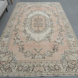 6x10 Ft Turkish Vintage Rug, Antique Rug, Living Room Rug, Turkish Area Rug, Orange Carpet, Large Rug, Bohemian Style, Floor Rug, Oushak Rug