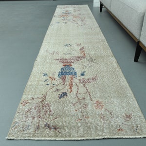 2&#39;2 x 10&#39;5 Ft Handmade Turkish Runner, Oushak Runner, Beige Decor, Hallway Rug, 2x10 Runner Rug, Faded Runner, Home Decor, Distressed Rug