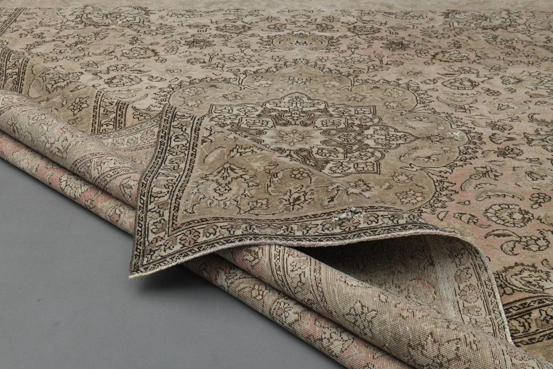 10x12 Antique Brown Rug, Oneofakind Wool Rug, Bohemian Rug, 10x12