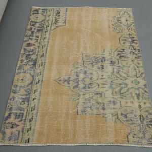3x4.1 Ft Hand-Knotted Turkish Rug, Vintage Rug, Wool Rug, Boho Decor, Entryway, Home Decor, Oushak Rug 3x4, Neutral Mat Rug, Oriental Carpet