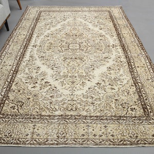 5&#39;8 x 8&#39;7 Ft Turkish Vintage Rug, Oushak Area Rug, Room Decor, Handmade Rug, Anatolian Rug, Living Room Rug, Farmhouse Decor, 6x9 Rug