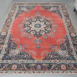 HANDMADE PERSIAN AREA Rug, Vintage Rug, Luxury Rug, Farmhouse Decor, Modern Rug, Rugs for Living Room, Wool, Bedroom Rug, Decor, 9&#39;2x12&#39;2 ft