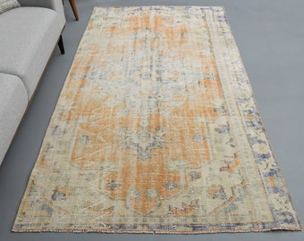 Alfombra antigua vintage de 1,48 m x 2,64 m, alfombra turca, alfombra oushak, alfombra de 1,5 x 2,4 m, alfombra para sala de estar, decoración de habitaciones, alfombra de lana, alfombra bohemia