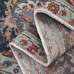 9&#39;2x12&#39;2 ft, SOFT WOOL PERSIAN Area Rug, Red Blue Color, Living Room Rug, Dining Room Rug, Bedroom Rug, Vintage Rug, Persian Arts, Woven Rug