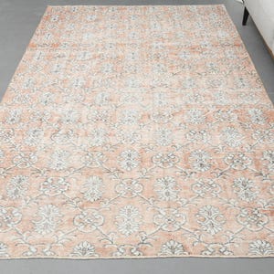 5&#39;6x9&#39;2 ft, TURKISH VINTAGE RUG, Oushak Rug, Wool Rug. Handmade Rug, Rugs For Living Room, Home Decor, Orange Floral Rug, Area Rug 6x9, Star