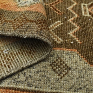 1&#39;7 x 3&#39;6 Ft Handmade Wool Door Mat, Bath mat Rug, Small Bedside Rug, 2x4 Kitchen Throw Rug, Welcome Mat, Home Decor, Orange Brown Green Rug