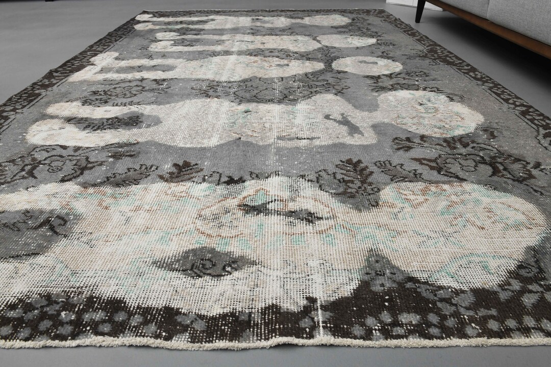 6' X 9'3 Ft Abstract Rug, Turkish Area Rug, Living Room Rug