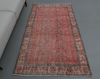 3.7x6.6 Ft Vintage Area Rug, Wool Rug, Anatolian Rug, Turkish Rug, Bohemian Area Rug, 4x7 Antique Rug, Living Room Rug, Floor Rugs, Red