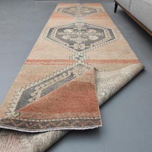 3x30m, ORANGE TÜRKISCHER LÄNFER, Vintage Teppich Läufer, Oushak Wollteppich, Handgemachter Teppich, Teppich Läufer, Kelimteppich, 100x300, Antiker Teppich