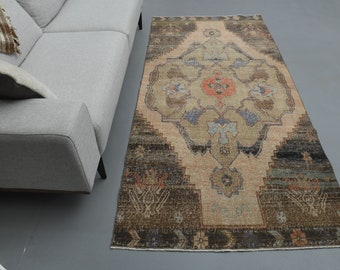 4x8 Ft Vintage Area Rug, Turkish Area Rug, Oushak Area Rug, Brown Rug, Living Room Rug, Room Decor, Wool Rug, Bohemian Rug, Oriental Carpet