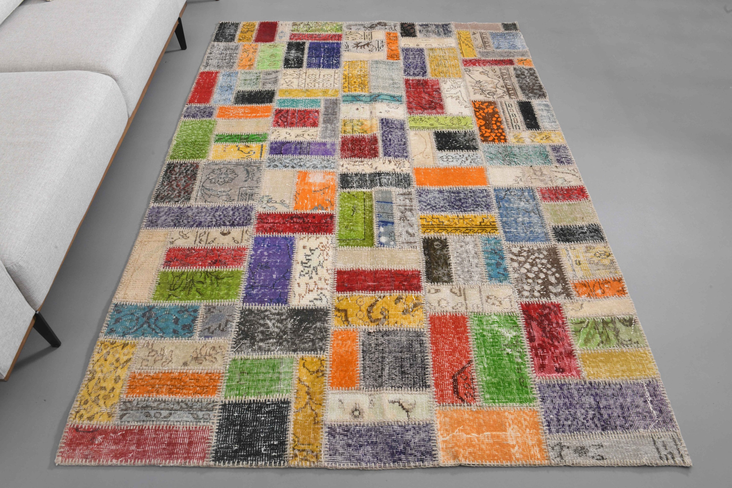 5'6 x 8'1 Vintage Area Rug, Wool Rug, Anatolian Rug, Kids Room Rug, Home Decor, Bedroom Rug, Patchwork Rug, Turkish Area Rug, 6x8 Rug