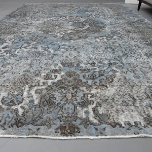 7&#39; x 10&#39;2 Ft Turkish Vintage Area Rug, Living Room Rug, Turkish Rug 7x10, Home Decor, Blue Rug, 7x10 Rug, Large Rug, Bohemian Rug