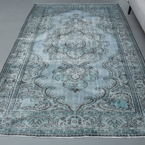 5&#39;7 x 8&#39;9 Ft Vintage Area Rug, Living Room Rug, Oushak Area Rug, 6x9 Rug, Turkish Area Rug, Floor Rug, Antique Rug, Bohemian Rug, Blue Rug